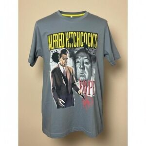 Radio Days Alfred Hitchcock Rope Movie Graphic Tee Size L Gray Rare VTG Import